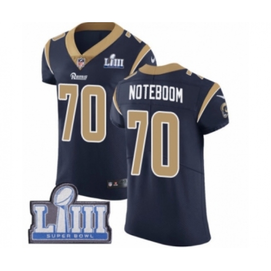 Men's Nike Los Angeles Rams #70 Joseph Noteboom Navy Blue Team Color Vapor Untouchable Elite Player Super Bowl LIII Bound NFL Jersey - Ujersey
