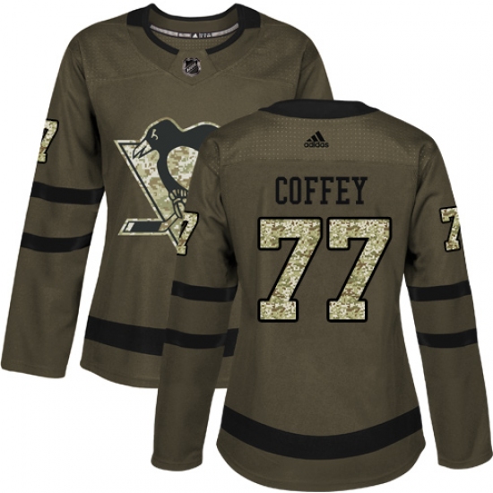 Women's Reebok Pittsburgh Penguins #77 Paul Coffey Authentic Green Salute to Service NHL Jersey - Ujersey