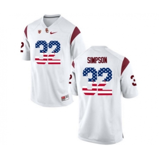 USC Trojans 32 O.J Simpson White USA Flag College Football Jersey - Ujersey