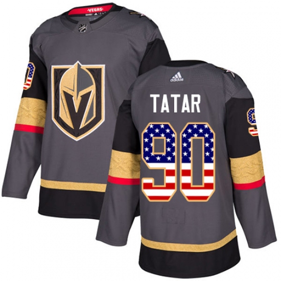 Youth Adidas Vegas Golden Knights #90 Tomas Tatar Authentic Gray USA Flag Fashion NHL Jersey - Ujersey