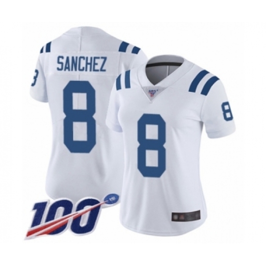 Women's Indianapolis Colts #8 Rigoberto Sanchez White Vapor Untouchable Limited Player 100th Season Football Jersey - Ujersey