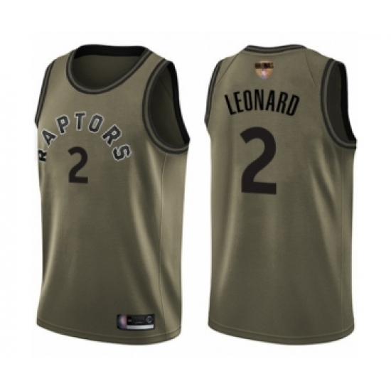 Men's Toronto Raptors #2 Kawhi Leonard Swingman Green Salute to Service 2019 Basketball Finals Bound Jersey - Ujersey