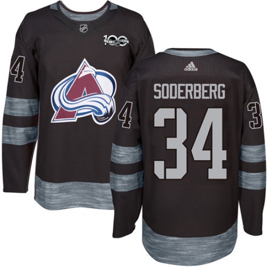 Men's Adidas Colorado Avalanche #34 Carl Soderberg Premier Black 1917-2017 100th Anniversary NHL Jersey - Ujersey