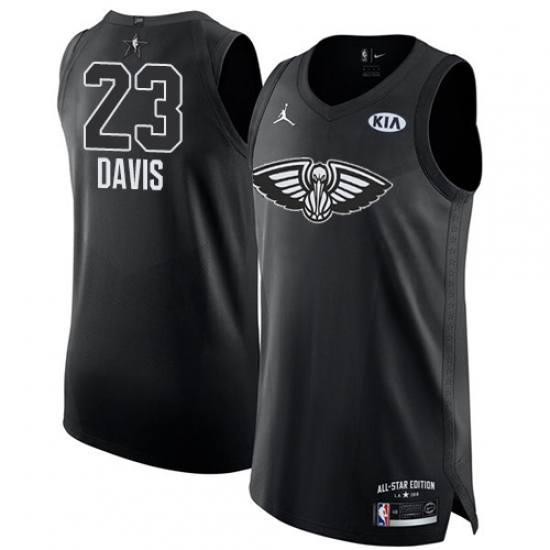 Men's Nike Jordan New Orleans Pelicans #23 Anthony Davis Authentic Black 2018 All-Star Game NBA Jersey - Ujersey