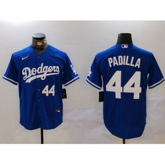 Men's Los Angeles Dodgers #44 Vicente Padilla Number Blue Cool Base Stitched Jerseys - Ujersey