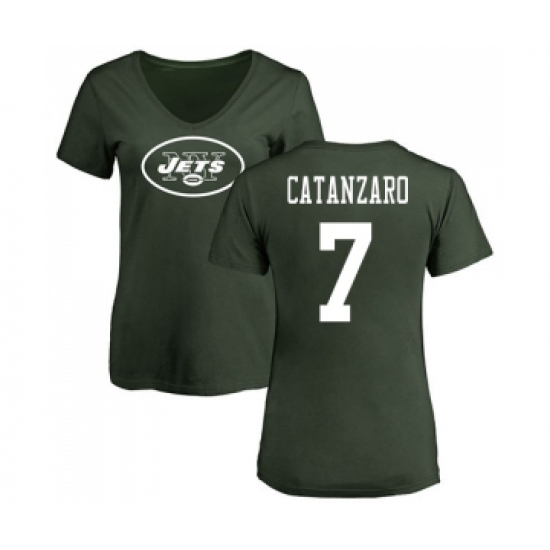 Football Women's New York Jets #7 Chandler Catanzaro Green Name & Number Logo T-Shirt - Ujersey