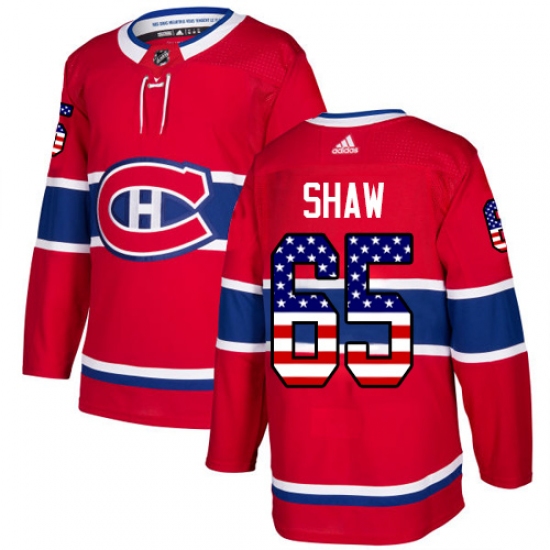 Men's Adidas Montreal Canadiens #65 Andrew Shaw Authentic Red USA Flag Fashion NHL Jersey - Ujersey