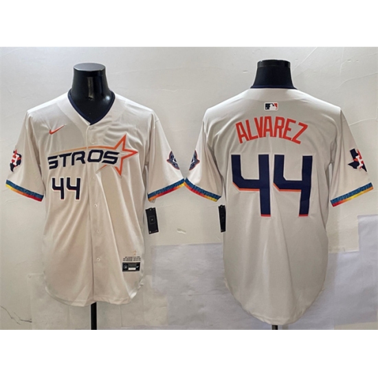 Men's Houston Astros #44 Yordan Alvarez Cream 2025 City Connect With Texas Limited Stitched Baseball Jersey - Ujersey