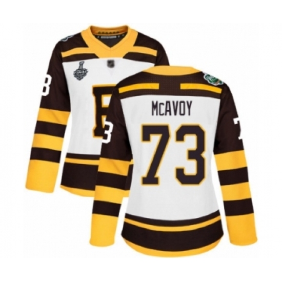 Women's Boston Bruins #73 Charlie McAvoy Authentic White Winter Classic 2019 Stanley Cup Final Bound Hockey Jersey - Ujersey