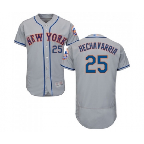 Men's New York Mets #25 Adeiny Hechavarria Grey Road Flex Base Authentic Collection Baseball Jersey - Ujersey
