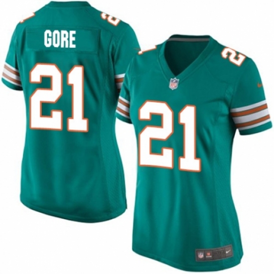 Women's Nike Miami Dolphins #21 Frank Gore Game Aqua Green Alternate NFL Jersey - Ujersey