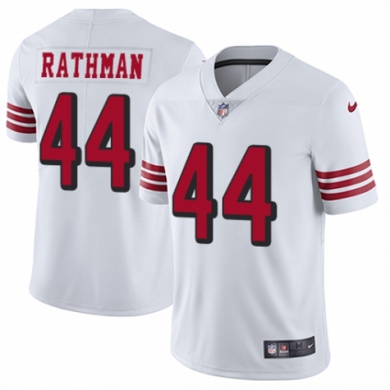 Men's Nike San Francisco 49ers #44 Tom Rathman Limited White Rush Vapor Untouchable NFL Jersey - Ujersey