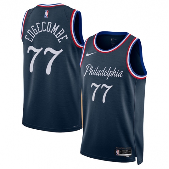 Men's Philadelphia 76ers #77 V. J. Edgecombe Navy 2025-26 City Edition Swingman Stitched Jersey - Ujersey