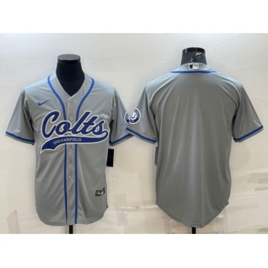 Men's Indianapolis Colts Blank Grey Cool Base Stitched Baseball Jersey - Ujersey