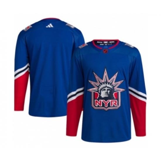 Men's New York Rangers Blank Blue 2022-23 Reverse Retro Stitched Jersey - Ujersey