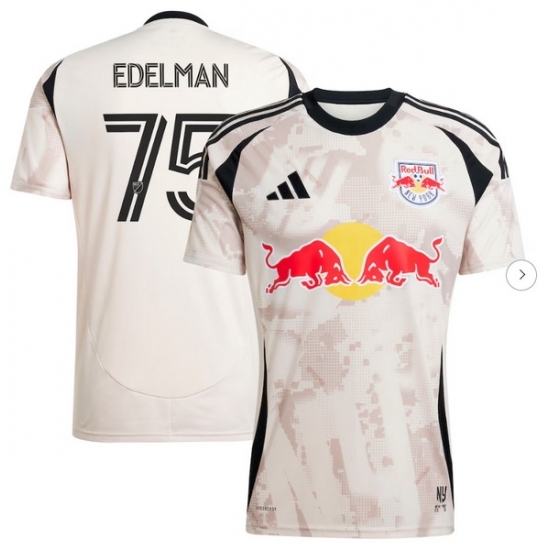 Men New York Red Bulls Daniel Edelman adidas Tan 2025 Stone Kit Replica Player Jersey - Ujersey