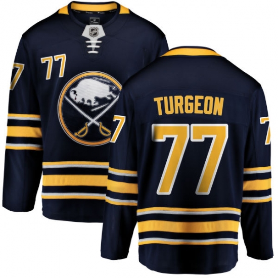 Men's Buffalo Sabres #77 Pierre Turgeon Fanatics Branded Navy Blue Home Breakaway NHL Jersey - Ujersey