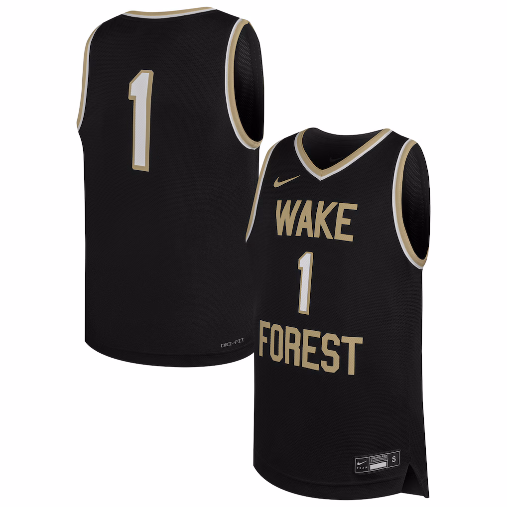 Youth Nike #1 Black Wake Forest Demon Deacons Replica Basketball Jersey - Ujersey Shop