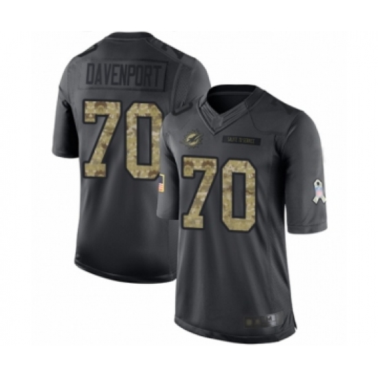 Men's Miami Dolphins #70 Julie'n Davenport Limited Black 2016 Salute to Service Football Jersey