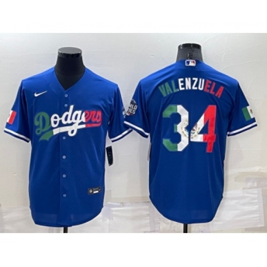 Mens Los Angeles Dodgers #34 Toro Valenzuela Royal Mexico Cool Base Stitched Baseball Jersey - Ujersey