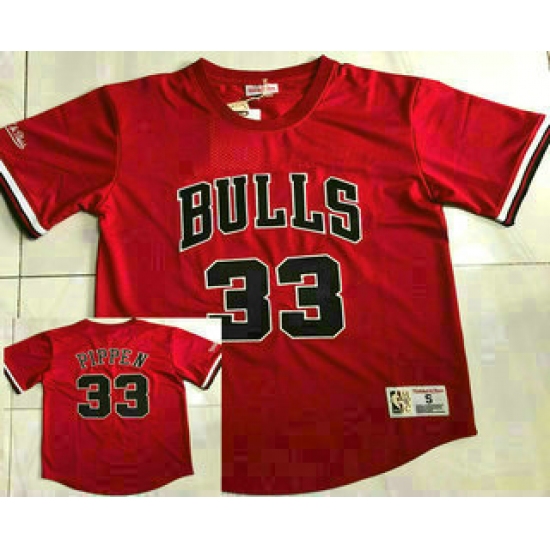 Men's Chicago Bulls #33 Scottie Pippen Red Short Sleeved AU Throwback Jersey - Ujersey
