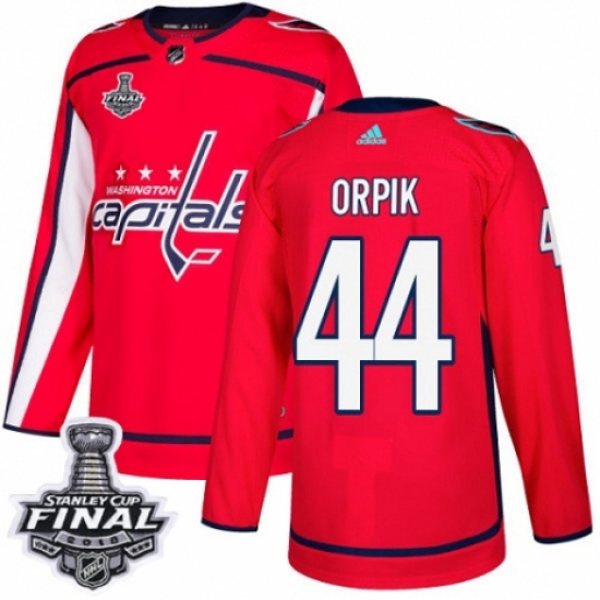 Men's Adidas Washington Capitals #44 Brooks Orpik Authentic Red Home 2018 Stanley Cup Final NHL Jersey - Ujersey