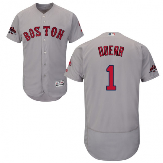 Men's Majestic Boston Red Sox #1 Bobby Doerr Grey Road Flex Base Authentic Collection 2018 World Series Champions MLB Jersey - Ujersey