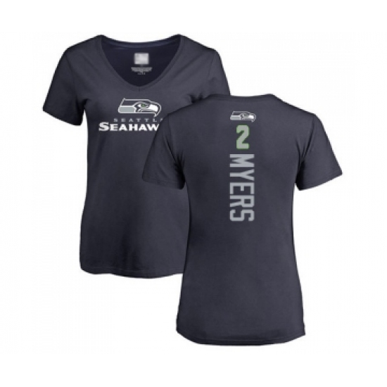 Football Women's Seattle Seahawks #2 Jason Myers Navy Blue Backer T-Shirt - Ujersey