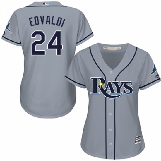 Women's Majestic Tampa Bay Rays #24 Nathan Eovaldi Authentic Grey Road Cool Base MLB Jersey - Ujersey