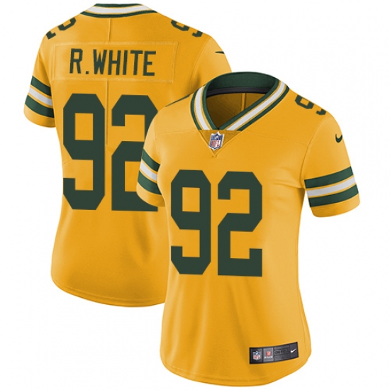 Women's Nike Green Bay Packers #92 Reggie White Limited Gold Rush Vapor Untouchable NFL Jersey - Ujersey