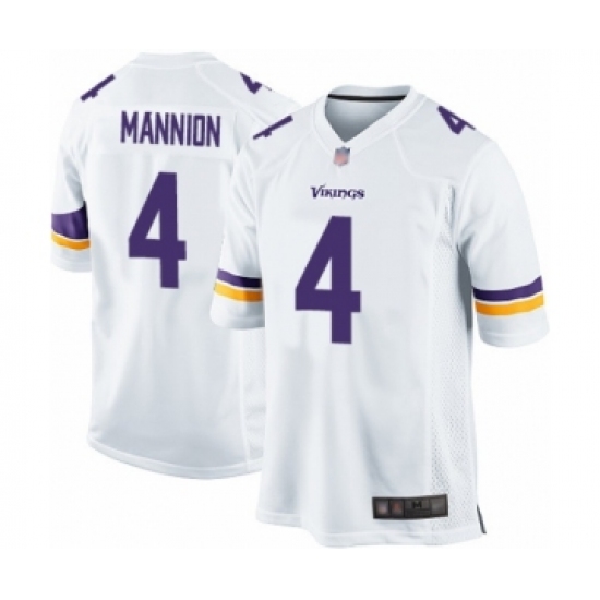 Men's Minnesota Vikings #4 Sean Mannion Game White Football Jersey - Ujersey