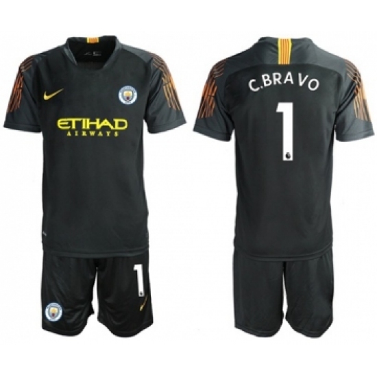 Manchester City #1 C.Bravo Black Goalkeeper Soccer Club Jersey