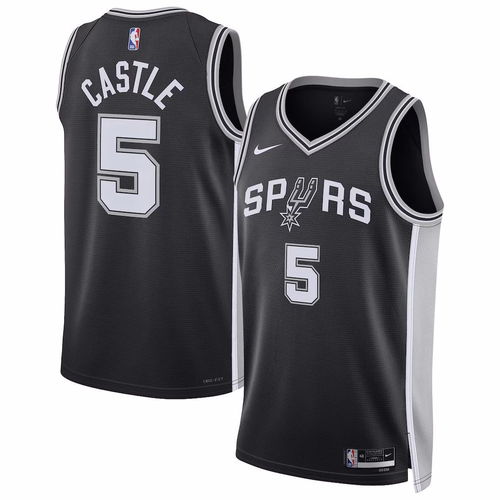 Unisex San Antonio Spurs Stephon Castle Nike Black Swingman Jersey - Icon Edition - ujerseystore