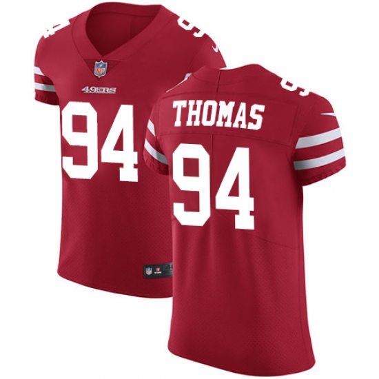 Men's Nike San Francisco 49ers #94 Solomon Thomas Red Team Color Vapor Untouchable Elite Player NFL Jersey - Ujersey