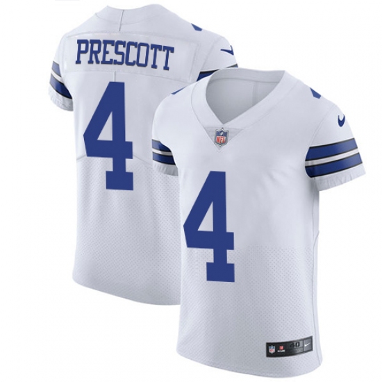 Men's Nike Dallas Cowboys #4 Dak Prescott Elite White NFL Jersey - Ujersey