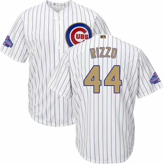 Youth Majestic Chicago Cubs #44 Anthony Rizzo Authentic White 2017 Gold Program Cool Base MLB Jersey - Ujersey