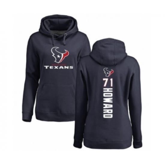 Football Women's Houston Texans #71 Tytus Howard Navy Blue Backer Pullover Hoodie - Ujersey