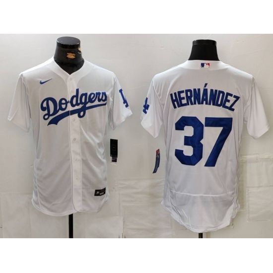 Men's Los Angeles Dodgers #37 Teoscar Hernandez White Flex Base Stitched Jersey - Ujersey