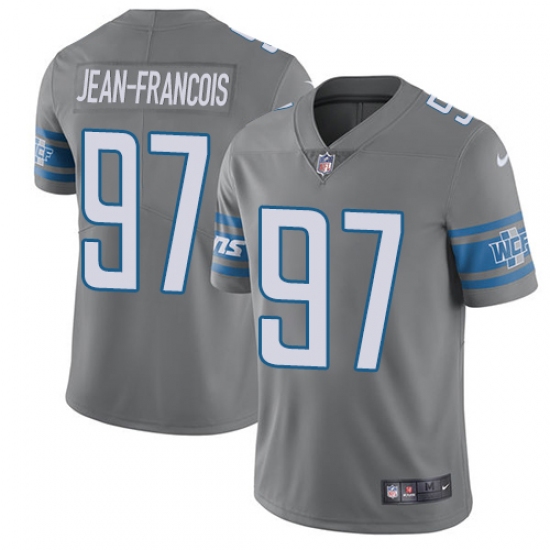 Men's Nike Detroit Lions #97 Ricky Jean Francois Limited Steel Rush Vapor Untouchable NFL Jersey - Ujersey