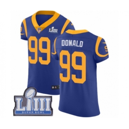 Men's Nike Los Angeles Rams #99 Aaron Donald Royal Blue Alternate Vapor Untouchable Elite Player Super Bowl LIII Bound NFL Jersey - Ujersey