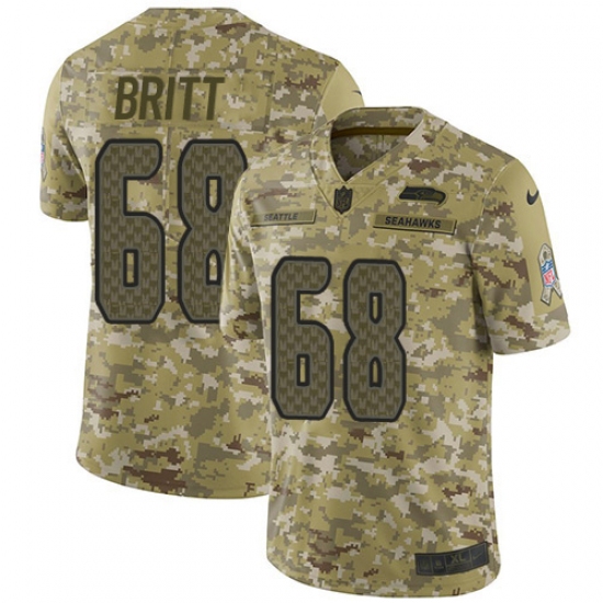Youth Nike Seattle Seahawks #68 Justin Britt Limited Camo 2018 Salute to Service NFL Jersey - Ujersey