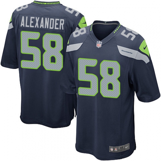 Men's Nike Seattle Seahawks #58 D.J. Alexander Game Navy Blue Team Color NFL Jersey - Ujersey