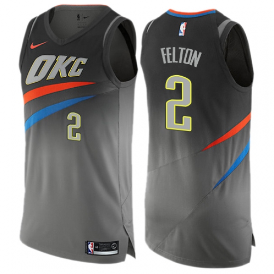 Men's Nike Oklahoma City Thunder #2 Raymond Felton Authentic Gray NBA Jersey - City Edition - Ujersey