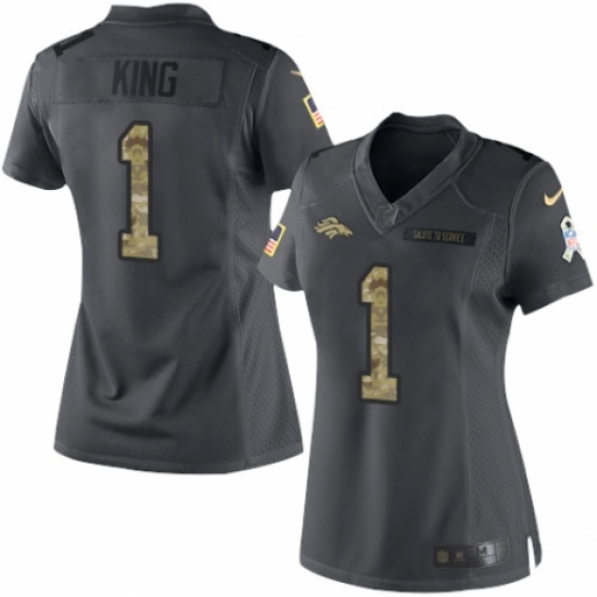 Women's Nike Denver Broncos #1 Marquette King Limited Black 2016 Salute to Service NFL Jersey - Ujersey