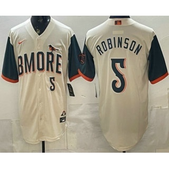 Men's Baltimore Orioles #5 Brooks Robinson Cream 2026 City Connect Stadium Jersey - Ujersey