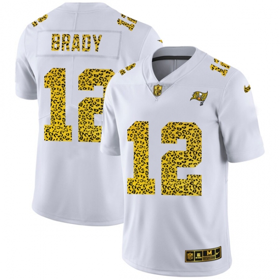Men's Tampa Bay Buccaneers #12 Tom Brady 2020 White Leopard Print Fashion Limited Football Stitched Jersey - Ujersey