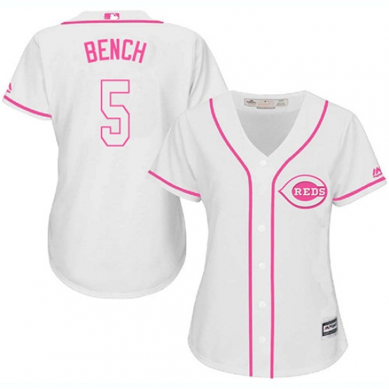 Women's Majestic Cincinnati Reds #5 Johnny Bench Authentic White Fashion Cool Base MLB Jersey - Ujersey