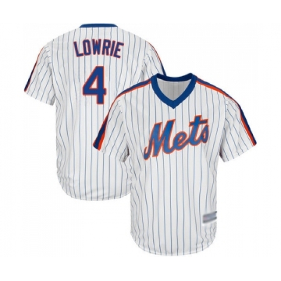 Men's New York Mets #4 Jed Lowrie Replica White Alternate Cool Base Baseball Jersey - Ujersey