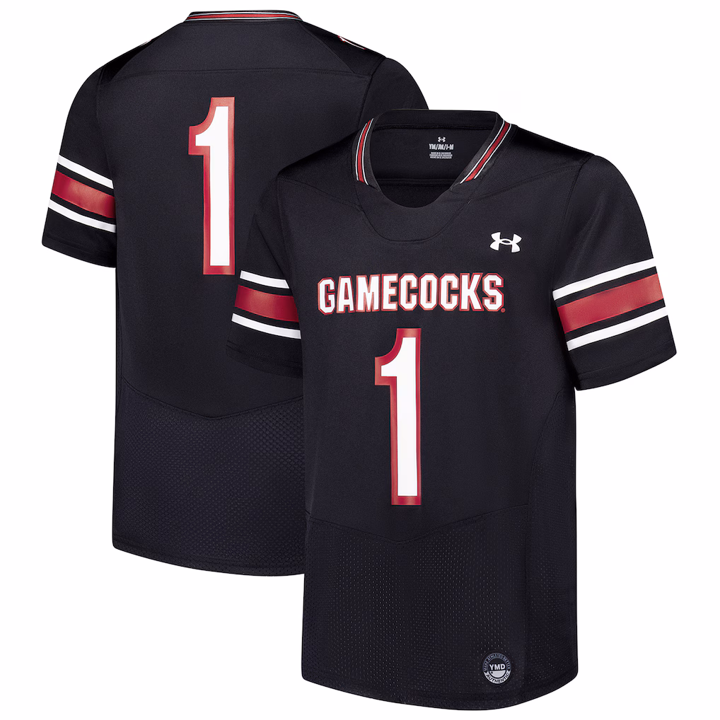 Youth Under Armour #1 Black South Carolina Gamecocks Replica Football Jersey - Ujersey NHL