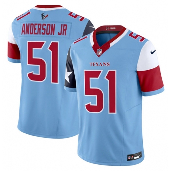 Men's Houston Texans #51 Will Anderson Jr Blue 2024 F U S E V5 Limited Stitched Football Jersey - Ujersey